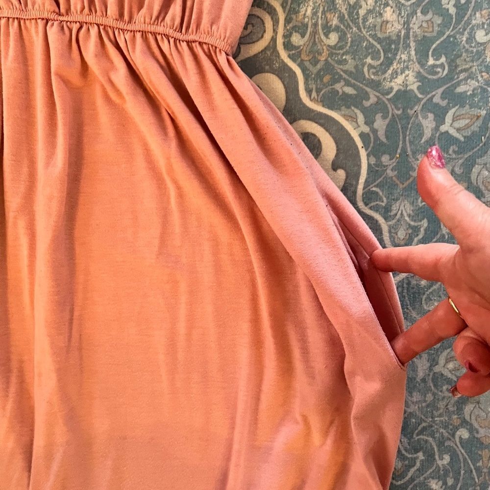 Pink Cotton Sundress Summer Dress Pockets Large Slit Up Both SidesβSOOO COMFY - Picture 5 of 9